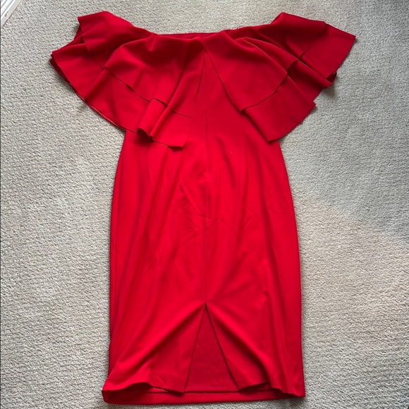 Ralph Lauren Elegant Red Off-Shoulder Dress Size 8 - Picture 3 of 4